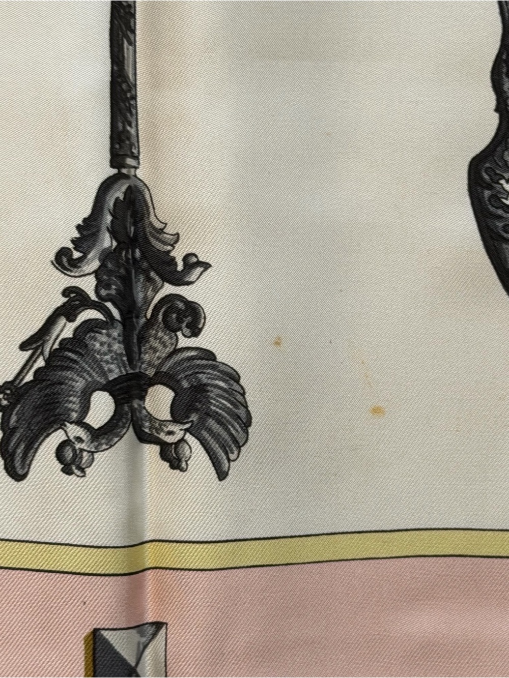 Hermes Pink and Cream Silk Key-Print Scarf - Picture 6 of 7